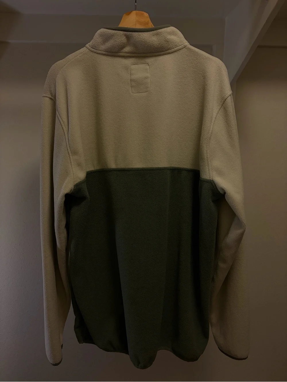 Monet Two-Tone Half-Zip Teddy Fleece Jacket in Cream and Sage Green